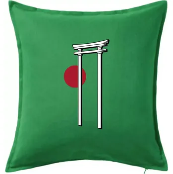 Polštář Japan culture - architektura - Polštář 50x50 - 50x50 - Včetně výplně ( Středně zelená )
