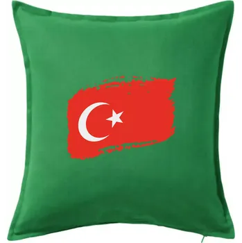 Polštář Turecko vlajka - Polštář 50x50 - 50x50 - Včetně výplně ( Středně zelená )