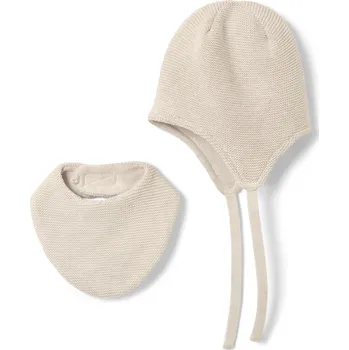 Čepice 689056 - Tchibo - Pletená čepice a šála pro miminka - pro ženy - vel. 49-52 cm - barva: béžová