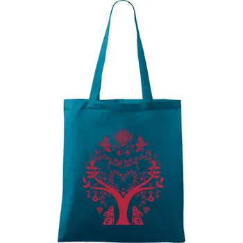 Nákupní taška Folklor - strom - Taška bavlněná - 42 x 38 cm ( Petrolejová )