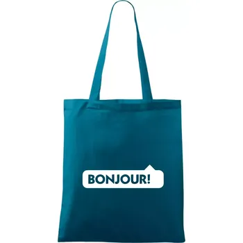 Nápis Bonjour - Taška bavlněná - 42 x 38 cm ( Petrolejová )