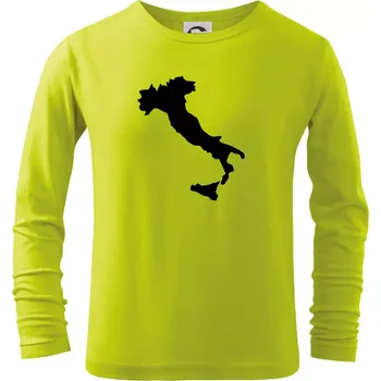 Chlapecké tričko Itálie obrys - Triko dětské Long Sleeve - 158 cm/12 let ( Limetková )