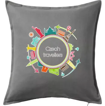 Polštář Czech Travelers barevný - Polštář 50x50 - 50x50 - Pouze potah ( Tmavě šedý melír )