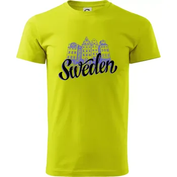 Pánské tričko Sweden Lettering - Klasické pánské triko vyšší gramáže - XL ( Limetková )
