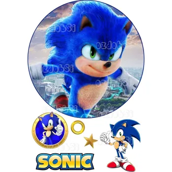 Jedlá dekorace na dort Sonic 3 - jedlý papír - Bez úprav / Jedlý papír / Bez decor gelu