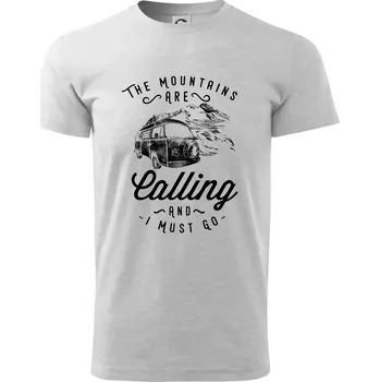 The Mountains Are Calling obytňák - Triko extra velké (5-8XL) - 7XL ( Světlešedý Melír )