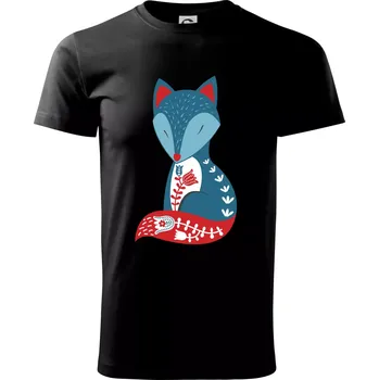 Pánské tričko Folklor - liška samostatná - Triko extra velké (5-8XL) - 6XL ( Černá )