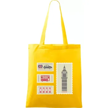 Britská známka - Taška bavlněná - 42 x 38 cm ( Žlutá )
