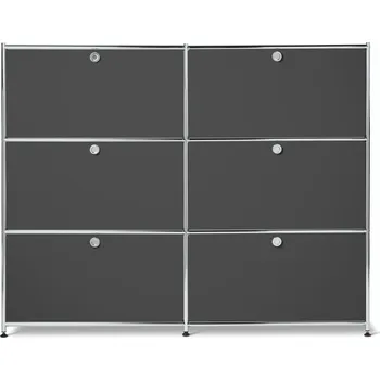Komoda 626925 - Tchibo - Kovová komoda CN3 s 6 výklopnými dvířky - barva: šedá