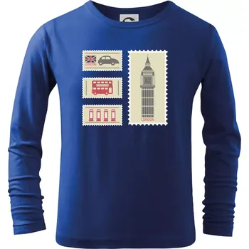 Chlapecké tričko Britská známka - Triko dětské Long Sleeve - 122 cm/6 let ( Královská modrá )