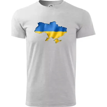 Pánské tričko Ukrajina vlajka mapa - Triko extra velké (5-8XL) - 7XL ( Světlešedý Melír )