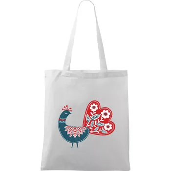 Folklor - páv modrý - Taška bavlněná - 42 x 38 cm ( Bílá )