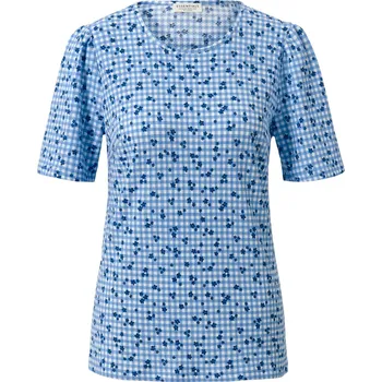 Pánské tričko 673318 - Tchibo - Halenkové triko s celopotiskem - pro ženy - vel. 34 - barva: modrá/kostkovaný