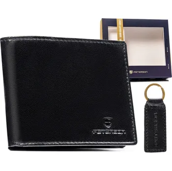 Peněženka Dárková sada: pánská kožená peněženka a klíčenka Peterson