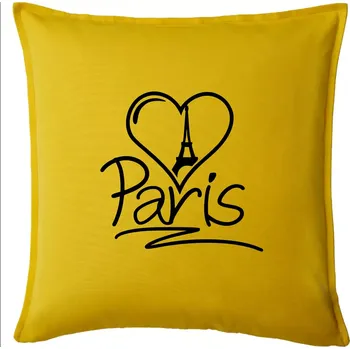 Polštář Srdce Paris - Polštář 50x50 - 50x50 - Pouze potah ( Žlutá )
