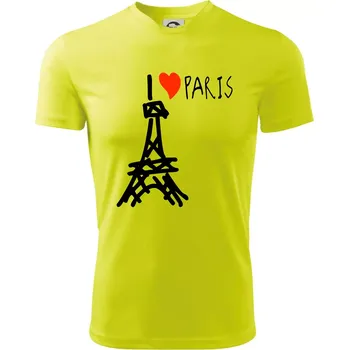Chlapecké tričko I love Paris - Dětské triko sportovní (dresovina) - 122 cm/6 let ( Neonově žlutá )