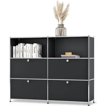 Komoda 672012 - Tchibo - Kovová komoda CN3 s přemístitelnými výklopnými dvířky - barva: černá