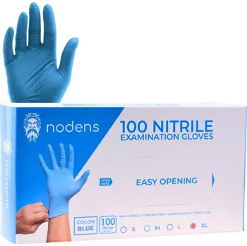 Vyšetřovací rukavice Nitrilové rukavice Nodens Nitrile Examination Gloves - 100 ks, modré, velikost XL (100201)
