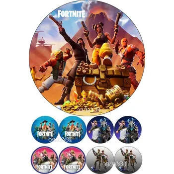 Jedlá dekorace na dort Fortnite č.1 - jedlý papír - Bez úprav / Jedlý papír / Bez decor gelu
