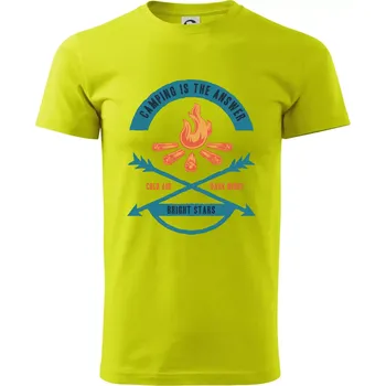 Camping oheň - Klasické pánské triko vyšší gramáže - M ( Limetková )