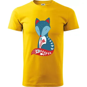 Pánské tričko Folklor - liška samostatná - Triko extra velké (5-8XL) - 7XL ( Žlutá )