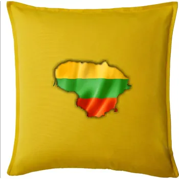 Polštář Litva vlajka mapa - Polštář 50x50 - 50x50 - Pouze potah ( Žlutá )