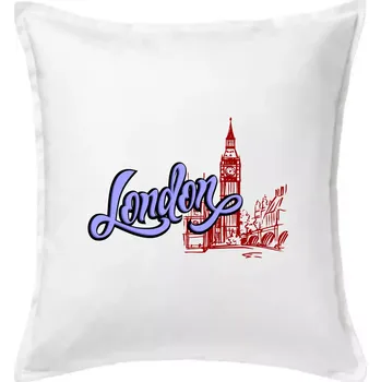 Polštář London Lettering - Polštář 50x50 - 50x50 - Pouze potah ( Bílá )