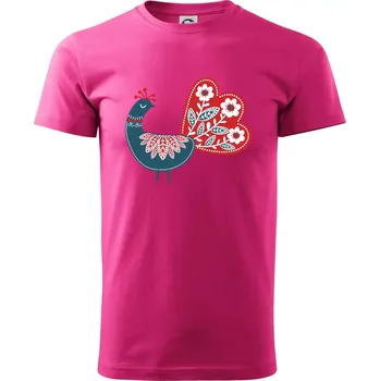 Pánská móda Folklor - páv modrý - Klasické pánské triko vyšší gramáže - L ( Purpurová )