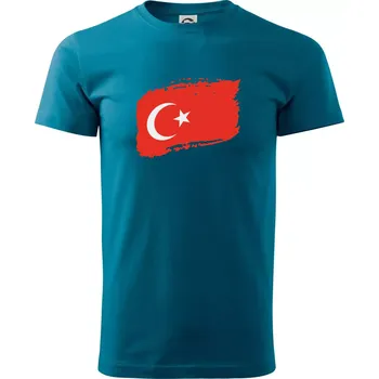 Pánská móda Turecko vlajka - Klasické pánské triko vyšší gramáže - S ( Petrolejová )