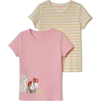 Kojenecké oblečení 678526 - Tchibo - Dětská trika - pro dívky - vel. 86/92 - barva: bílá/s proužky