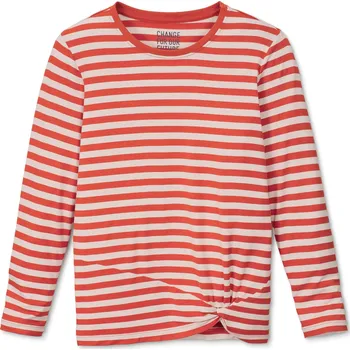 Dívčí oblečení 628471 - Tchibo - Triko s dlouhým rukávem a ozdobným uzlem - pro dívky - vel. 146/152 - barva: bílá/s proužky