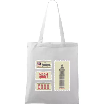 Britská známka - Taška bavlněná - 42 x 38 cm ( Bílá )