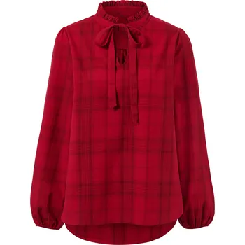 Dámská halenka 670841 - Tchibo - Kostkovaná halenka s vázankou - pro ženy - vel. 40 - barva: červená/kostkovaný