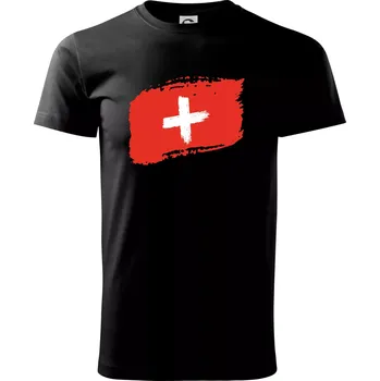 Pánské tričko Švýcarsko vlajka - Triko extra velké (5-8XL) - 6XL ( Černá )