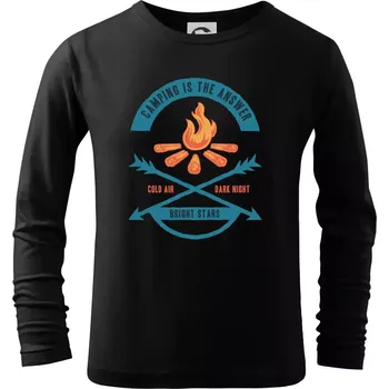 Camping oheň - Triko dětské Long Sleeve - 158 cm/12 let ( Černá )