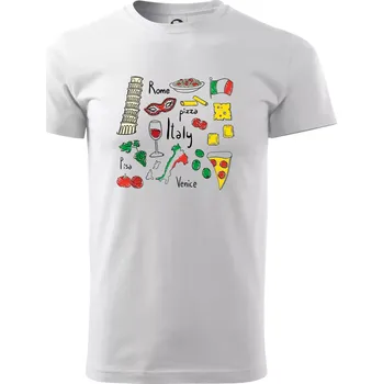 Pánské tričko Itálie symboly - Triko extra velké (5-8XL) - 5XL ( Bílá )