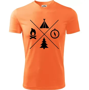 Kempování čtyřka - Dětské triko sportovní (dresovina) - 158 cm/12 let ( Neon mandarine )