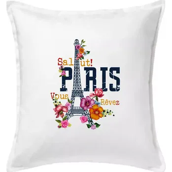Polštář Paris salut vous revez - Polštář 50x50 - 50x50 - Pouze potah ( Bílá )