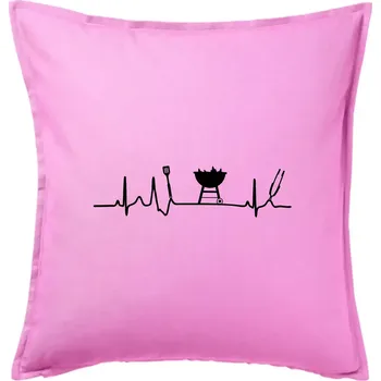 Polštář EKG grilování gril - Polštář 50x50 - 50x50 - Pouze potah ( Růžová )