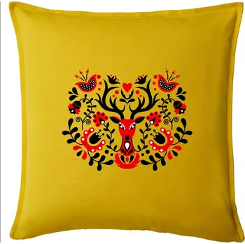 Polštář Folklor - Červený jelen - Polštář 50x50 - 50x50 - Pouze potah ( Žlutá )