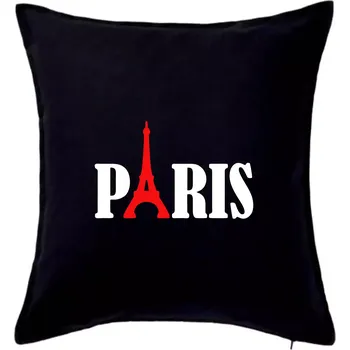 Polštář Paris nápis Eiffelova věž - Polštář 50x50 - 50x50 - Pouze potah ( Černá )