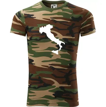 Pánské tričko Itálie obrys - Army CAMOUFLAGE - L ( Hnědý maskáč )