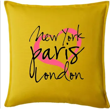Polštář I love NYC Paris London - Polštář 50x50 - 50x50 - Pouze potah ( Žlutá )