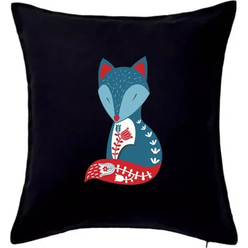 Polštář Folklor - liška samostatná - Polštář 50x50 - 50x50 - Pouze potah ( Černá )