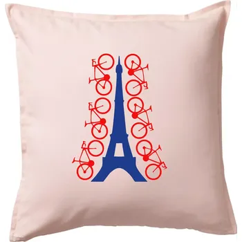 Polštář Cyclo Paris - Polštář 50x50 - 50x50 - Včetně výplně ( Světle růžová )