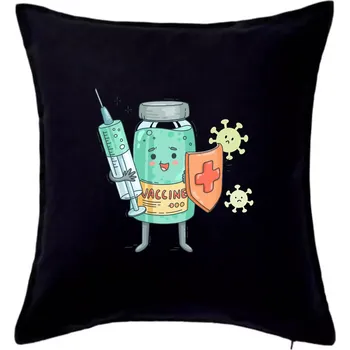 Polštář Cartoon vaccine - Polštář 50x50 - 50x50 - Pouze potah ( Černá )