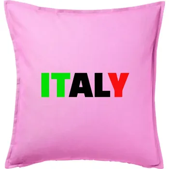 Polštář Italy Nápis - Polštář 50x50 - 50x50 - Včetně výplně ( Růžová )