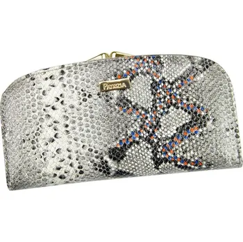 Peněženka Dámská Peněženka PATRIZIA SN-123 RFID z Přírodní Kůže Popel a Oranžová Velká Poziomá Orientace