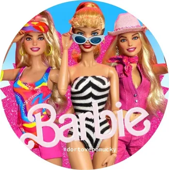 Jedlá dekorace na dort Barbie č.13 jedlý papír - Bez úprav / Jedlý papír / Bez decor gelu