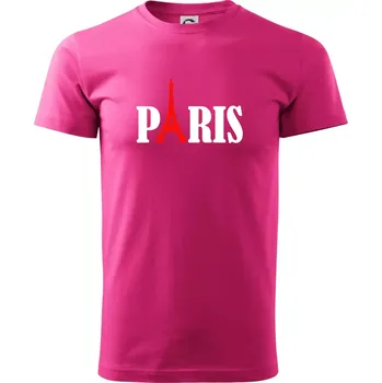 Paris nápis Eiffelova věž - Klasické pánské triko vyšší gramáže - XS ( Purpurová )